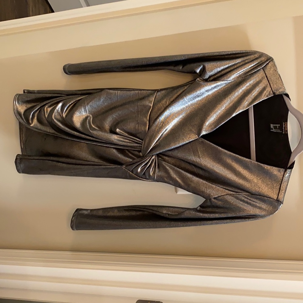 Metallic silver bodycon dress